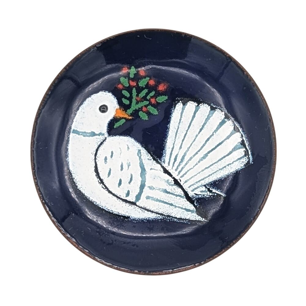 Annemarie Davidson White Dove Enamel Copper Plate MCM Art
